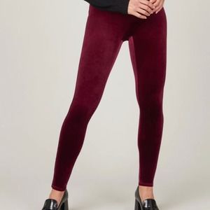 Spanx Velvet Leggings Rich Burgundy Women’s size XS